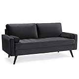 VASAGLE Sofa 3 Sitzer, Couch mit Bezug aus Samt, 176 x 83 x 84 cm, Polstermöbel für kleine Wohnungen, Gästezimmer, Jugendzimmer, Holzgestell, einfacher Aufbau, grau, LCS50GY