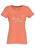 Gipfelglück Frieda Damen T-Shirt aus nachhaltiger Bio-Baumwolle | Mit trendigem und modernen Bergziege Alpen Motiv | Frauen Tshirt Lachsfarben Salmon in der Größe 36