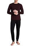Schiesser Herren Schlafanzug lang Pyjamaset, rot, 54