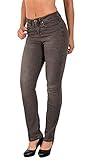 ESRA Damen Straight Fit Jeans Hose Damen Jeanshose Stretch gerader Schnitt bis Übergröße G800