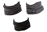 Hilltop 3 x Motorrad Multifunktionstuch, Schlauchtuch, Sport-Halstuch, Bandana / 3-er Set in ausgewählten Designs, 3er Set/Farben:Dark uni S