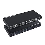 Oyrcvweuy KVM HDMI-kompatibler Umschalter, 4 K, 60 Hz, 18 Gbit/s, 4 Eingänge, 1 Ausgang, Tastatur, Maus, Gehäuse für Büro, Comp