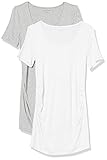Amazon Essentials Maternity 2-Pack Short-Sleeve Rouched Scoopneck T-Shirt, Hellgrau Meliert/Weiß, XXL