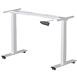 Flexispot elektrisch stufenlos höhenverstellbares Tischgestell, höhenverstellbarer Schreibtisch, passt für alle gängigen Tischplatten. Mit Memory-Steuerung und Softstart/-Stop. (Weiß+Räder)