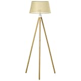 HOMCOM Stehlampe Stehleuchte Standleuchte mit Bambus Holz-Stativ modern künstlerisch für das Wohnzimmer Schlafzimmer PVC ABS 67x 67 x 154