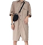 YAODAMAI Herrenoveralls, lässige, locker sitzende Shorts mit geradem Bein, Halbarmanzüge, Klassenanzüge, R