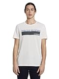TOM TAILOR Denim Herren 1016303 T Shirt mit Print, 11186 - Blanc De Blanc White, L EU