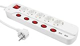 MC POWER - Steckdosenleiste mit Einzelschaltung | 5-fach, mit 2x USB, 1,5m Zuleitung