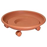 Wagner Pflanzenroller Serie K Ø 34 x 9 cm I Untersetzer & Blumenroller für Außenbereich + Innenbereich I Kübelroller aus Kunststoff, Terracotta I Tragkraft 50 kg I Made in EU - 20103601