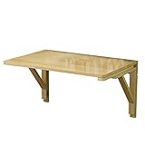 YJFENG Wandmontierter Drop Leaf Tisch, Klapptisch Aus Massivem Holz, Schwebende Werkbank Platzsparend Für Garage & Schuppen/Home Office/Waschküche/Home Bar/Küche & E