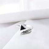 SHENSHI Ringe,Verstellbare Ringe, Retro Geometrie Dreieck Thai Silber Feder Literarische 925 Sterling Silber Süße Moderinge Für Frauen,Silber,Einheitsgröß