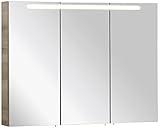 FACKELMANN Spiegelschrank A-VERO/Badschrank mit gedämpften Scharnieren/Maße (B x H x T): ca. 105 x 79,5 x 15,5 cm/hochwertiger Schrank fürs Badezimmer/Korpus: Braun hell/Front: Spieg