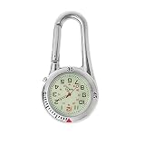 HJLINA Outdoor Travel Gehen Jagd Karabiner Fluoreszierende Uhren Rucksack Schnalle Rock Klettern Haken Leuchtende Watch-Face Plexiglass + Legierung Carabiner-Uhr (Color : Silver)