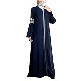 Muslimische kleidung damen Einfarbig Muslimische Kleider Lange Ärmel Islamische Kleidung Kleid Loses Robe Kleid Gebet Kleid Abaya Ethnisches Kostüm Dubai Kaftan für Ramadan Muslimisches Gebetsk