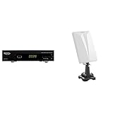 Xoro HRT 7619 FullHD HEVC DVBT/T2 Receiver Schwarz & HAN 600 DVB-T2 aktive Kombo Antenne mit eingebautem Verstärker (LTE Rauschfilter, 3,5m Anschlusskabel, für Außen und Innen) weiß