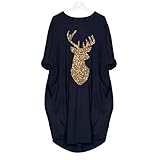 Qixiu Damen Weihnachtspullover Tasche Weihnachtselch Party Kleider Tops Mini Pullover Kapuzenpullover Drucken Oversize Langarm Frohe Weihnachten Oberteil Jumper Weihnachtsk