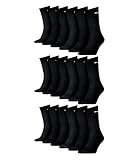 PUMA Unisex Crew Socks Socken Sportsocken MIT FROTTEESOHLE 18er Pack (Black, 47-49 - 18 Paar)