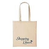 Hellweg Druckerei Jutebeutel Shopping Queen Krone Königin Geschenk-Idee für Damen und Herren Tasche Baumwolle für Freunde und F