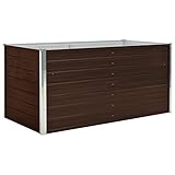 Festnight Hochbeet Blumentopf Pflanzkübel Blumenkasten Pflanzkasten Metall Pflanzbeet Gartenbeet Frühbeet Garten Blumenhochbeet für Terrasse & Garten Braun 160 x 80 x 77 cm Verzinkter S