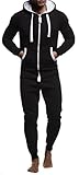 Leif Nelson Herren Overall Jumpsuit Onesie Trainingsanzug Jogginghose Trainings T-Shirt Fitness Stringer Bekleidung LN8154; Größe XXL; Schwarz-W