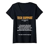 Damen Tech Support Definition IT Tech Mitarbeiter Job Computer T-Shirt mit V