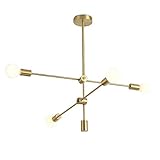 JSKK Nordischer Stil Alle Copper Kronleuchter,Modern Einfache Magische Bohnen Pendelleuchte,E27 Für Schlafzimmer Flur Küche Wohnzimmer Sputnik Deckenlampe-Kupfer 4 Lamp