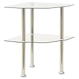 Festnjght Beistelltisch Rund Glas mit 2 Ablagen Sofatisch Wohnzimmertisch Couchtische Kaffeetisch Nachttisch Tisch Wohnzimmer Schlafzimmer Transparent 38 cm Hartg