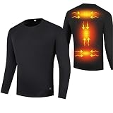 Lunchbox.com Winter Beheizte Unterwäsche Set Für Männer, Mikrofaser Weiche Fleece Gefüttert Winter Beheizte Baselayer-Kleidung Für Den Innensport Für Indoor,Schwarz,S