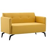 Schlafcouch, Couch, Couchgarnitur, Sofagarnitur, Sofa, Bettsofa, Schlafsofa, Wohnmöbel Büromöbel Garnitur, Polstersofa mit Schlaffunktion, 2-Sitzer-Sofa Stoffbezug 115 x 60 x 67 cm Gelb