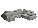 Ecksofa Boston U mit Bettkasten und Schlaffunktion, Eckcouch, Polsterecke mit Einstellbare Kopfstützen, U-Form Sofa, Polstersofa, Couch, Wohnlandschaft (Paros 5, Seite: Links, LC+2p+R+2r)