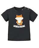 Comedy Shirts - Clipart Fuchs - Wunschname - Baby T-Shirt - Schwarz/Weiss Gr. 80/86