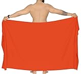 LA LEELA Herren weicher Viskose Feste Badeanzug Sarong Wickeln große eine Orange_G139 Länge: 72' Breite: 42'