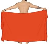 LA LEELA Herren weicher Viskose Feste Badeanzug Sarong Wickeln große eine Orange_G139 Länge: 72' Breite: 42'
