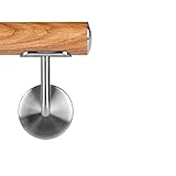 Eiche Holzhandlauf 150cm, inkl. 2 Halter Holz Treppen Geländer Handlauf Endstück: leicht gewölb