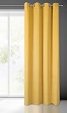Eurofirany Samt Vorhang Velvet Einfarbig Glatt 8 Ösen 1 STK. Flauschig Weich Modern Edel Klassisch Wohnzimmer Schlafzimmer Lounge, Senf Gelb, 140X250
