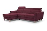 MOEBLO Sofa mit Schlaffunktion und Bettkasten, Couch für Wohnzimmer, Schlafsofa Federkern Sofagarnitur Polstersofa Wohnlandschaft mit Bettfunktion - Augusto (Burgund, Ecksofa Links)