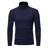 QWERD Herren Longsleeve Rollkragenpullover Regular Fit Langarmshirts Rollkragen Pullover Baumwolle Sweatshirt Unterzieh Einfarbig Turtle Polo Neck Rollkragen Langarm Bottom T-Shirt Jumper Winter Top