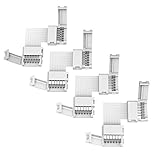 6 Pin Eckverbinder 12 mm 4 Stück LED Streifen 90° trooplex Eck Verbinder 6 polig L Form Strip Connector rechtwinklig lötfrei 4-teilig RGBWW/CCT abgewinkelter Steckverbinder Warmweiß Kaltweiß