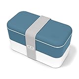 MONBENTO - Bento Box MB Original Denim mit Fächer Made in France - 2 Tier Auslaufsicher Lunch Box Perfekt für Büro/Meal Prep/Schule - BPA Frei - Brotdose Lebensmittelbehälter - B