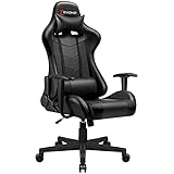 Devoko Gaming Stuhl Bürostuhl Ergonomischer Gamer Stuhl Racing Schreibtischstuhl Höhenverstellbar PC Stuhl Computerstuhl mit Armlehnen Kopfstützen (Schwarz)