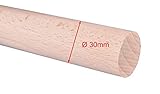 Rundstab Rundholz BUCHE geschliffen o. geölt Durchmesser 15, 20, 25, 30mm Lä: 1m (Ø 30mm, ROH, geschliffen)