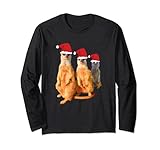 Weihnachten Erdmännchen Familie Foto Gruppe Weihnachtsmützen Lang
