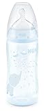 NUK Baby Blue First Choice Plus Babyflasche, kiefergerechter Trinksauger, 300 ml, 0-6 Monate, 1 Stück, hellb