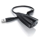 USB 7.1 Soundkarte extern - Virtual Surround - Sound Card Adapter - Dynamic 3D Surround - für Computer Notebook Ultrabook Tablet-PC MacBook - Plug & Play - Windows 10-kompatibel - schw