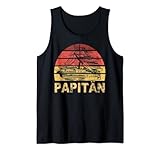Papitän Vater Papa Kapitän Lustiger Retro Segelboot Vatertag Tank Top