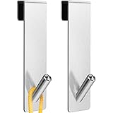 LIANQUAN Duschtür-Haken, 2 Stück, Türhaken für Badezimmer, rahmenlos, Glas, Duschtür, Handtuchhaken, Edelstahl, Aufhänger, ohne Bohren, Handtuchhalter, ideal für Bademantel, Luffa, Silb