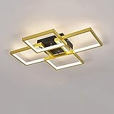 LED Deckenleuchte Dimmbar mit Fernbedienung Deckenlampe Gold+schwarz Wohnzimmerlampe Moderne Minimalistische Platz Deckenleuchte Kreative Metall Acryl Design Schlafzimmer Deckenleuchte (60cm/54W)
