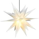 ERWEY Adventsstern Weihnachtsstern Stern 3D Kunststoff Außenstern Ø58CM Fensterstern Deko Weiß mit 18 Spitzen (Weißer Stern)