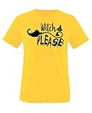 Comedy Shirts - Witch Please Besen - Mädchen T-Shirt - Gelb/Schwarz Gr. 152-164