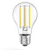 Hama E27 Wi-Fi LED-Lampe, Filament, 7W (ohne Hub, dimmbar, Alexa/Google Home/App, 2,4GHz, 2700K, warmweiß, Retro Glühbirne) Echo/Echo Dot/Echo Spot/Echo Plus/Echo Show kompatib